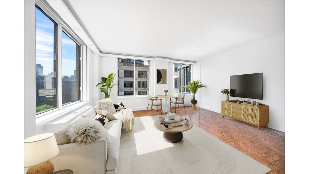 Apartment 15E is a spacious, sun filled one bedroom, one bath corner unit featuring dual south and east exposures.