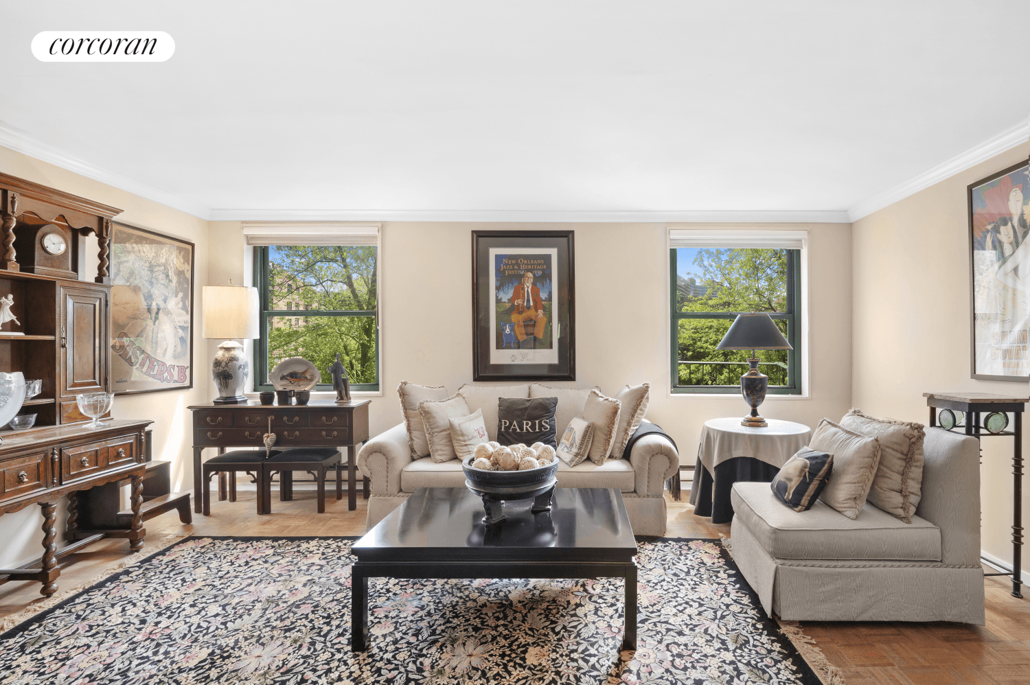 The largest of the 2 BR lines in West Village Houses, 131 Barrow Street 4A offers stunning luminosity and views, facing South over the lush shared garden.