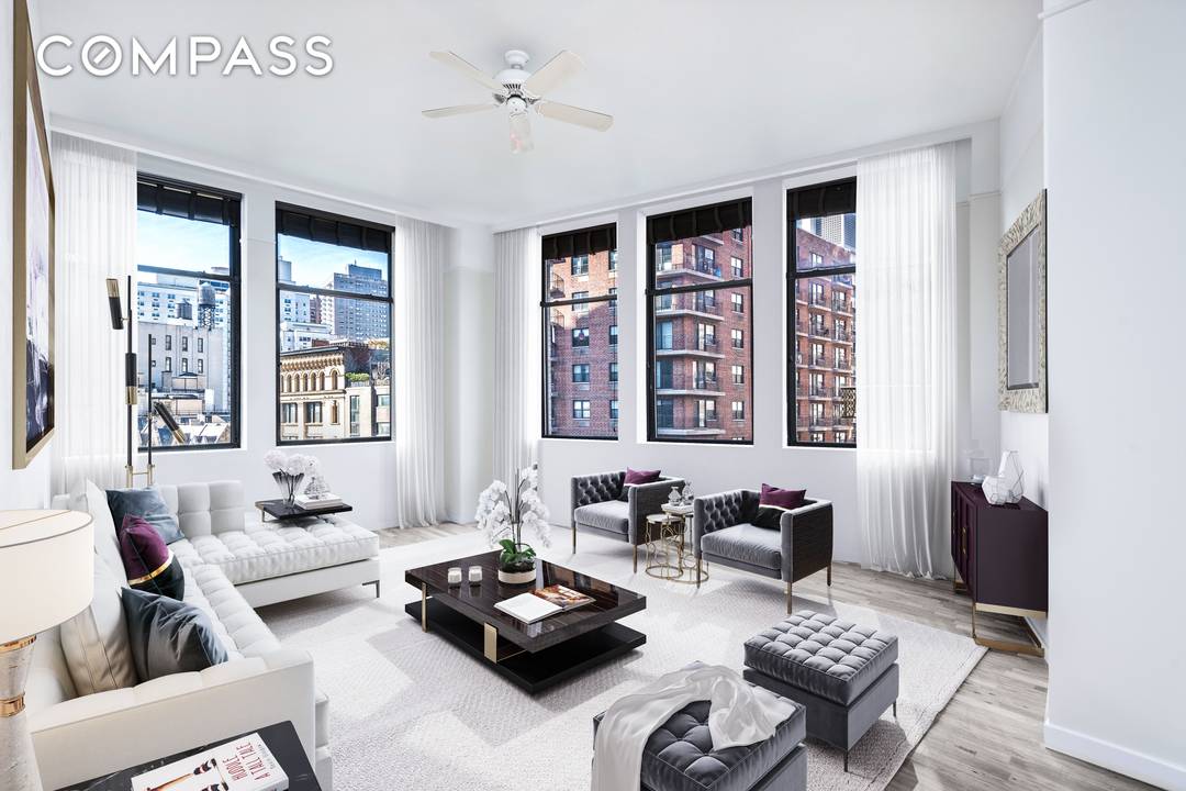 In one of the prime condominium loft buildings in Greenwich Village, the beautiful two bedroom two bathroom corner C line seldom comes on the market.