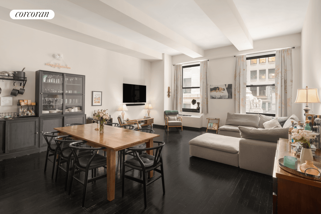 Discover refined city living in this Armani Casa designed loft with two large home offices in Manhattan's Financial District.