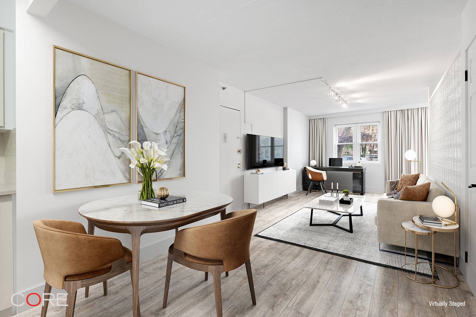 Rarely available, this triple mint, completely gut renovated alcove studio, makes for a cozy home with an efficient floor plan, resulting in a spacious, comfortable, and inviting living space.