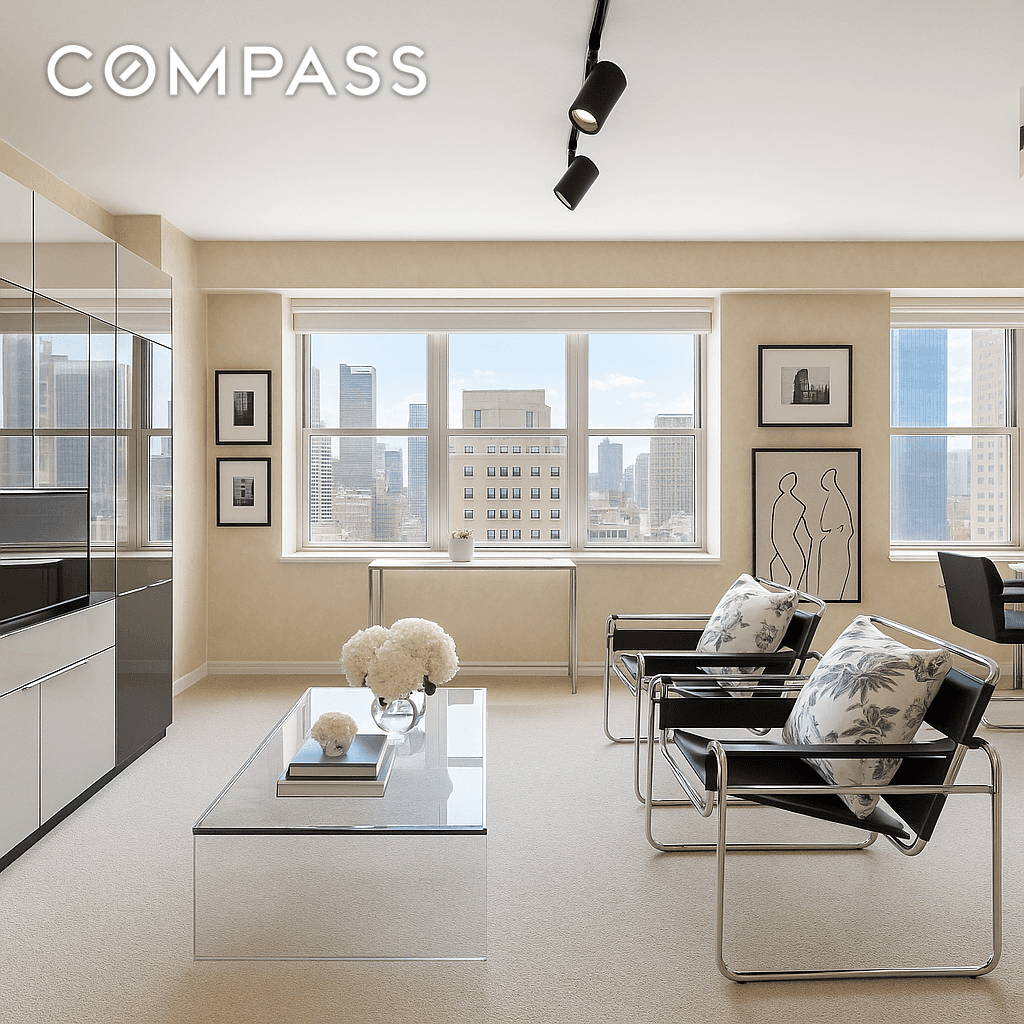 Perched on the 15th floor, this corner 1 bedroom home of approximately 800 square feet offers a mid century retro vibe, which can readily be updated to create your own ...