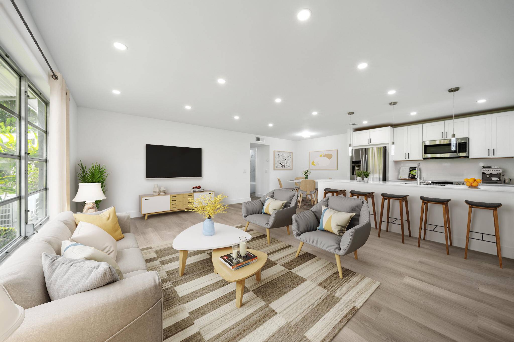 Fully renovated 2BR 2BA corner villa with bonus den just 4 miles from the beach !