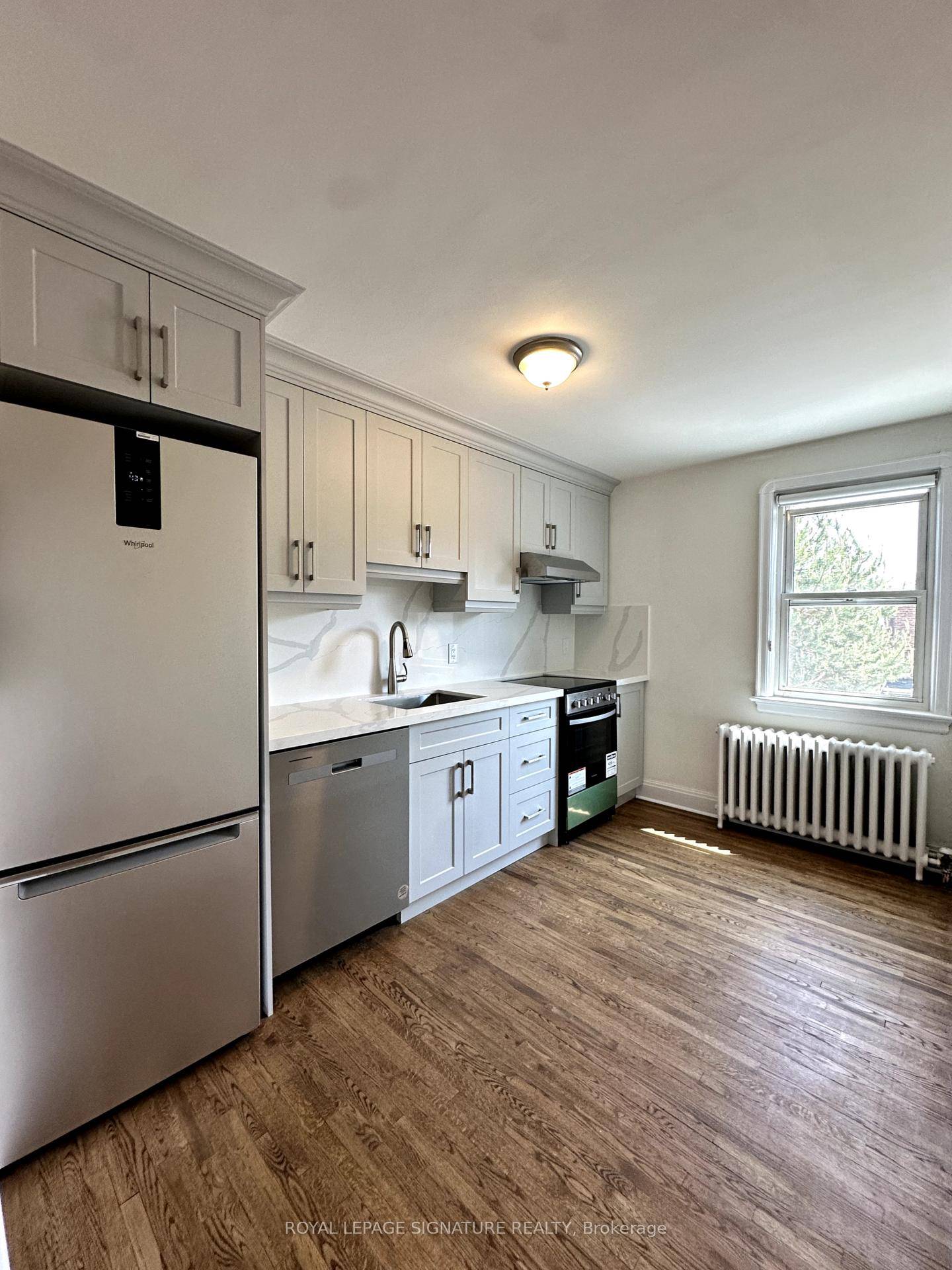 This stunning 1 bedroom suite is located on the second floor of a brick semi detached home, just north of Cosburn and steps from Serano Cafe.