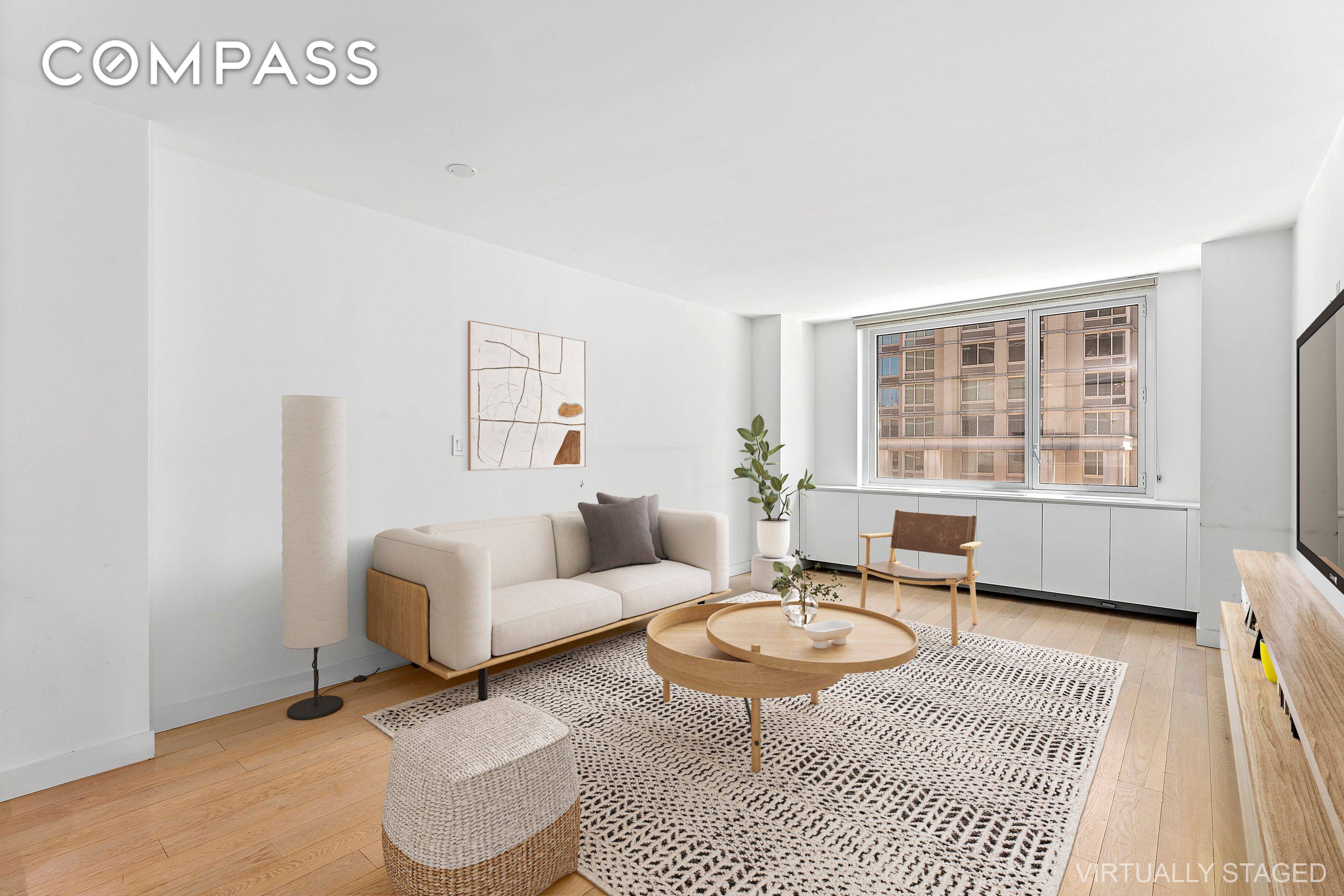 Modern One Bedroom Just Minutes from Columbus Circle and Central Park Bright and east facing, this one bedroom apartment is filled with natural light and features 5 inch oak flooring ...