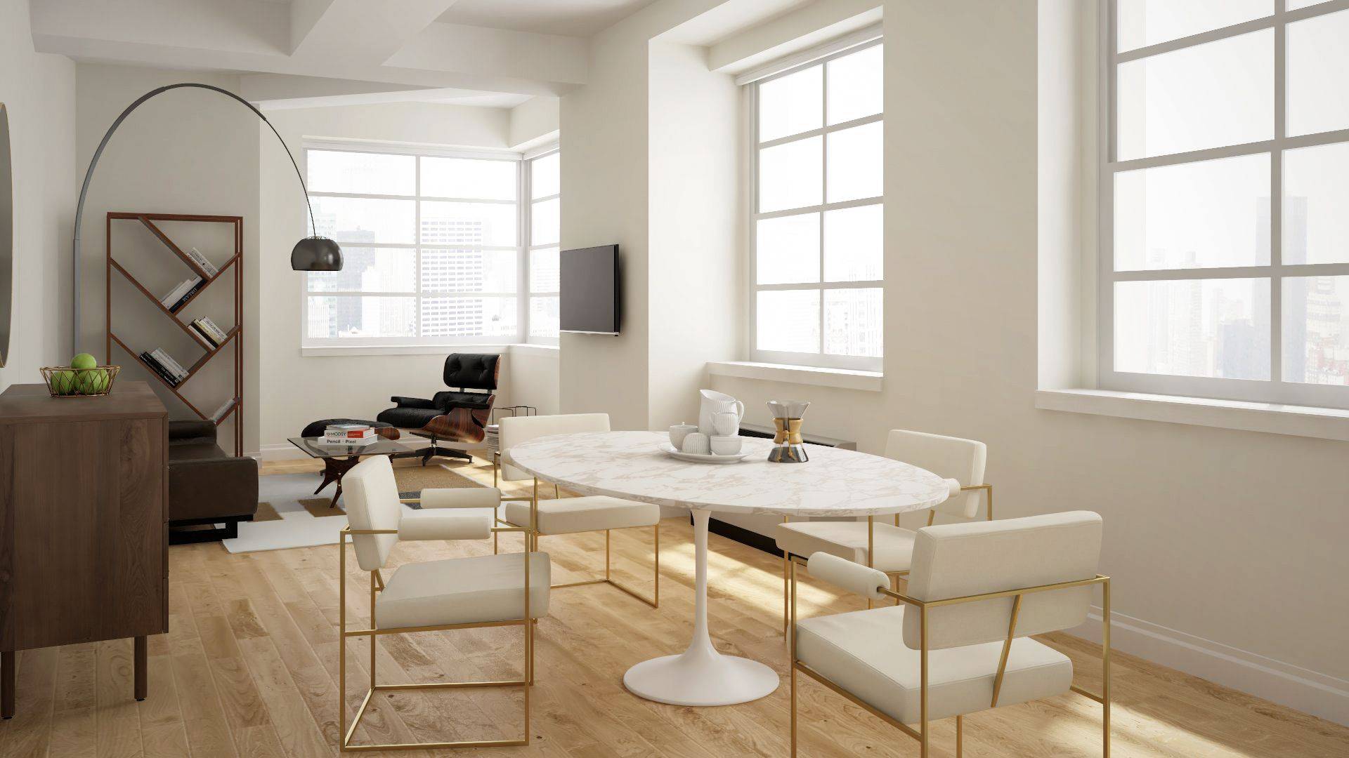 This bright corner 1BR 1BA apartment has high ceilings, large windows, and ample closet space.