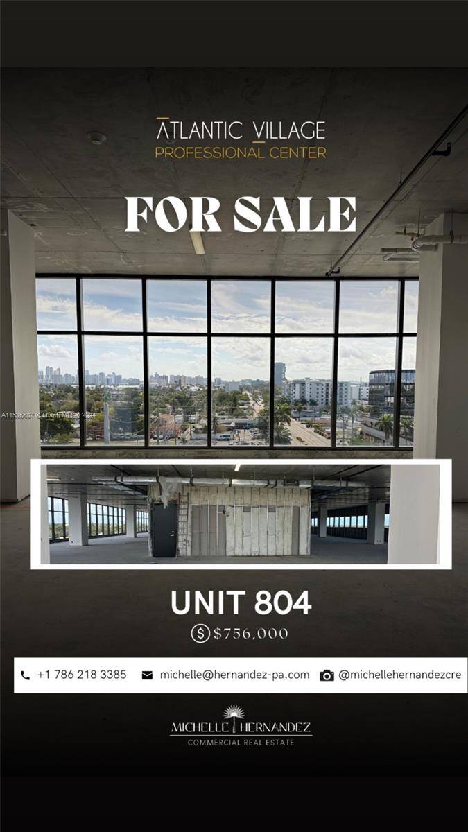 Atlantic Village Professional Unit 804 is 1, 053 square feet of Class A Medical office space with south facing with views of the Aventura Skyline.