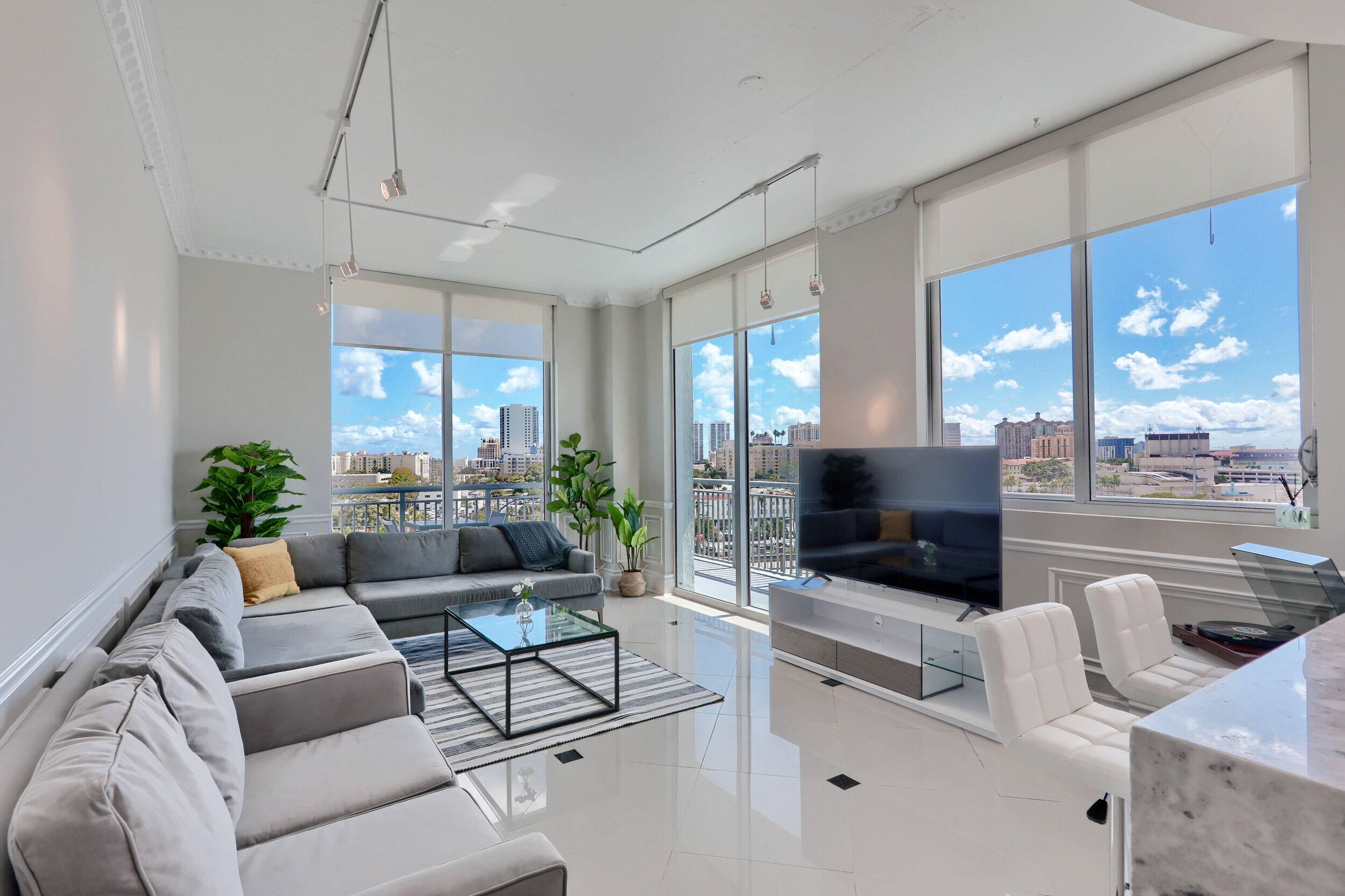 Modern, bright, and beautiful 2 2 corner unit with wrap around balcony available now for annual lease.