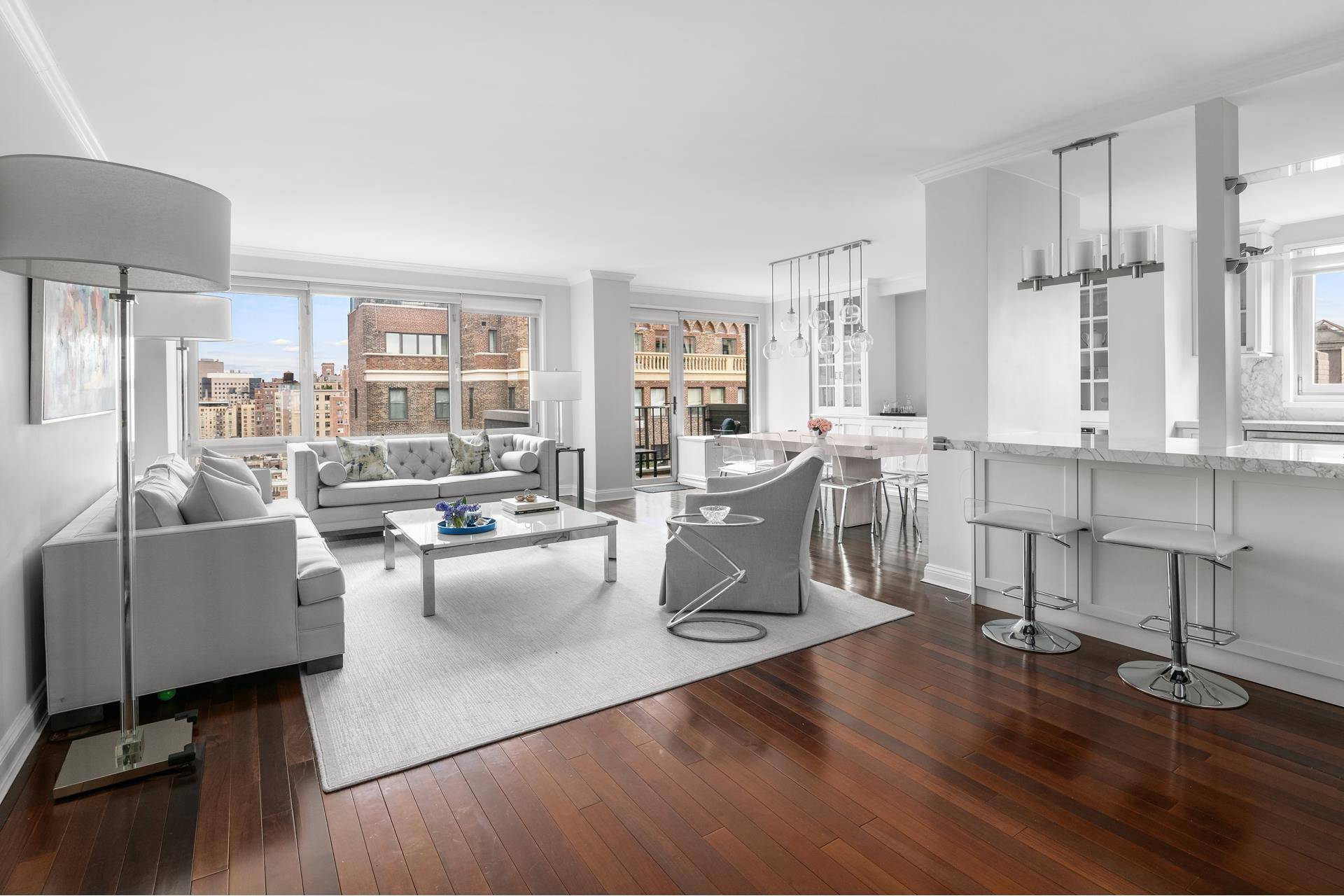 MOVE RIGHT IN ! Enjoy unobstructed views of the city skyline from this sundrenched, renovated 3 bedroom, 3 bath corner apartment with its own balcony.