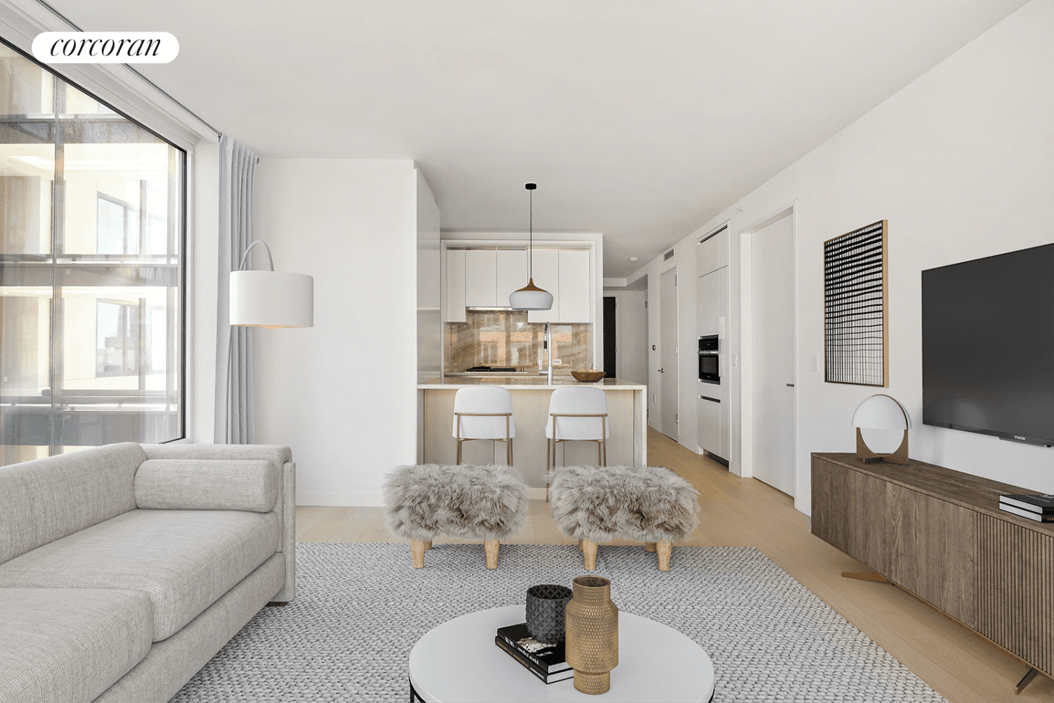 Graciously proportioned and elegantly appointed, Residence 705 is a corner one bedroom plus den home at 450 Washington Street, offering city and Hudson River views, two full bathrooms, and a ...