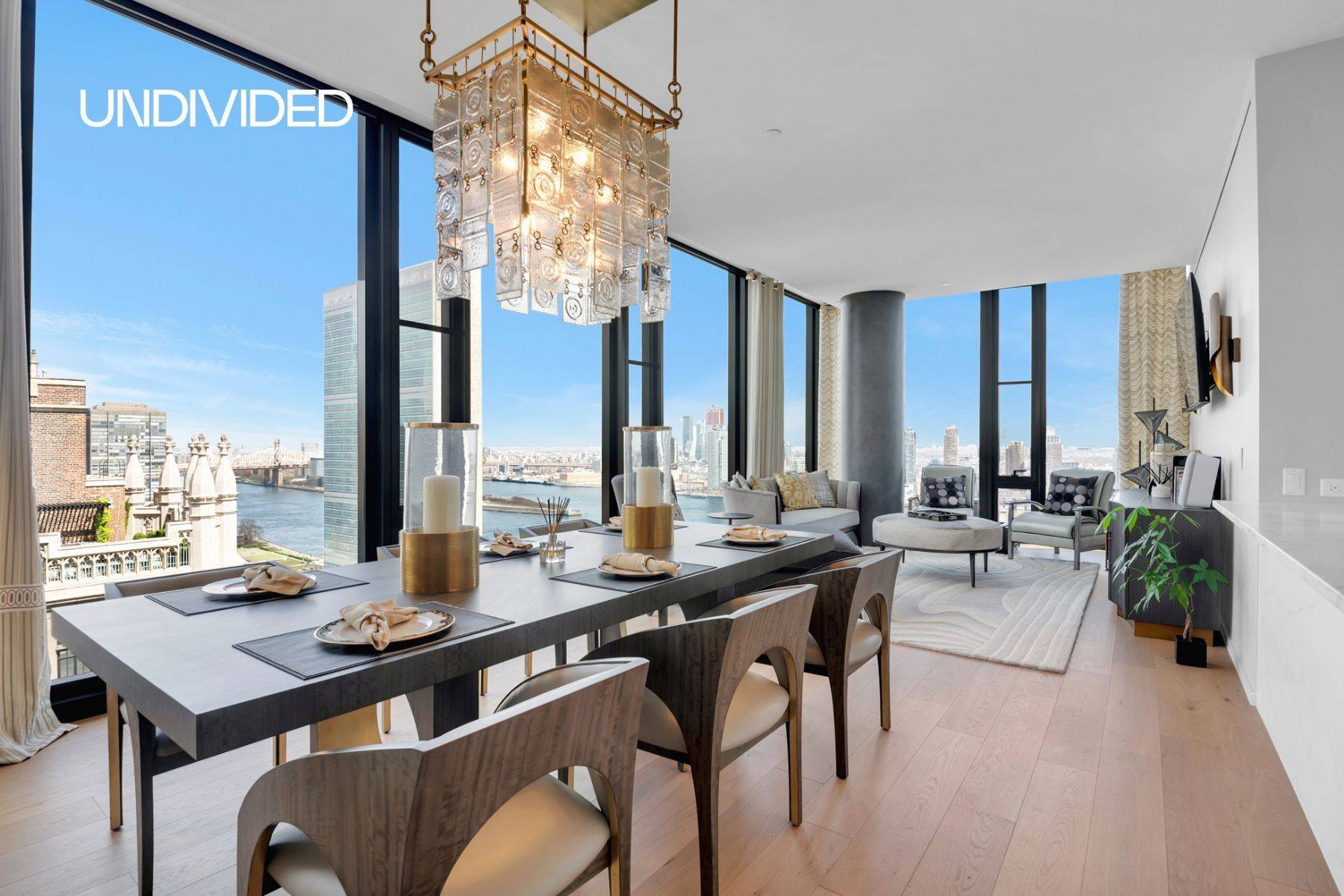 With sweeping Northeast corner exposures and expansive views of the East River, unit 29K at One UN Park is a spacious and top of the line 2BD 2.