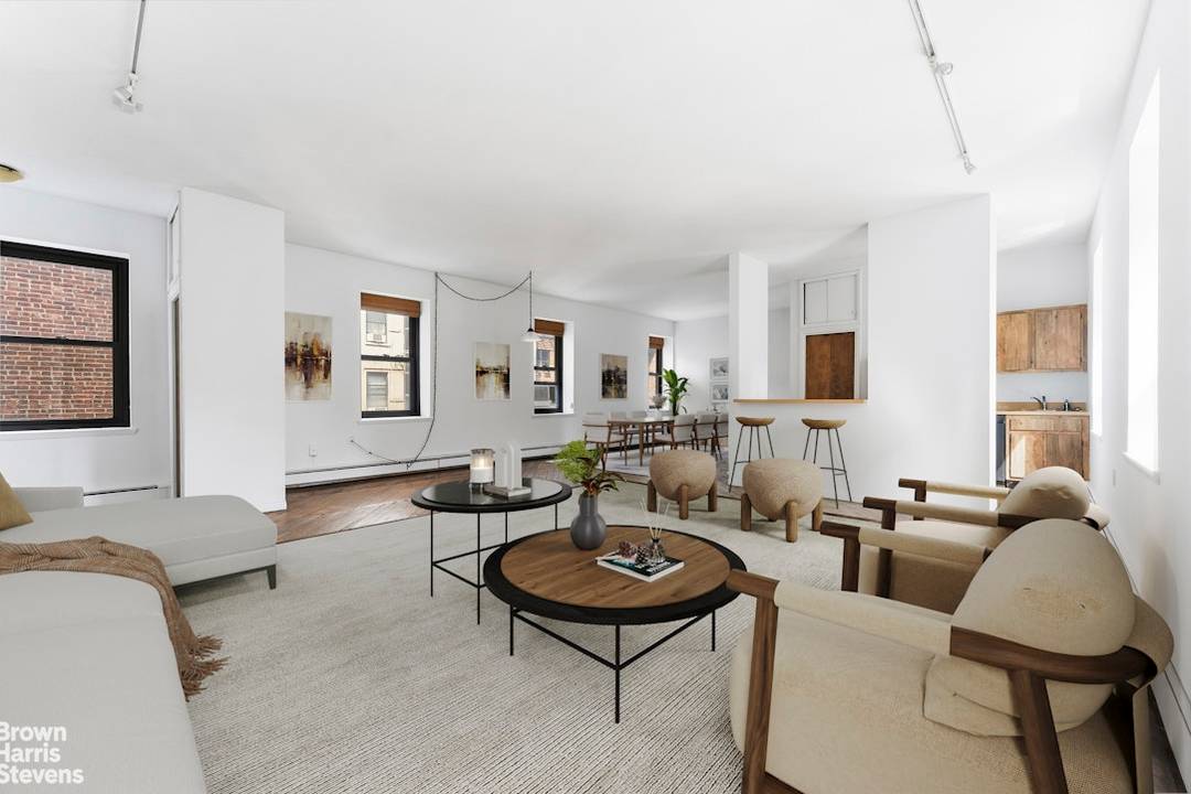 This is a sunny, loft like one bedroom apartment at the renowned cooperative complex The Piano Factory, located in the Theater District Clinton area of Manhattan.