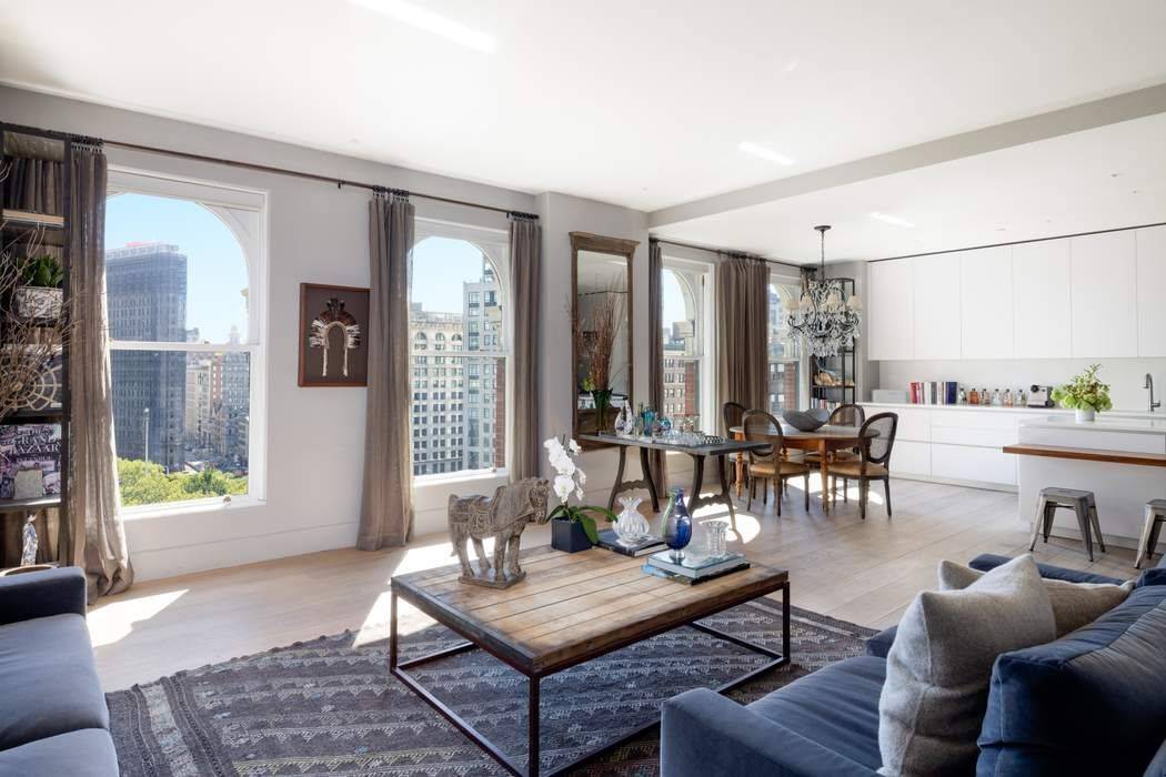 Perched atop the historic Grand Madison Condominium on Fifth Avenue and overlooking Madison Square Park, this fully renovated four bedroom, three and a half bathroom penthouse offers the ultimate in ...