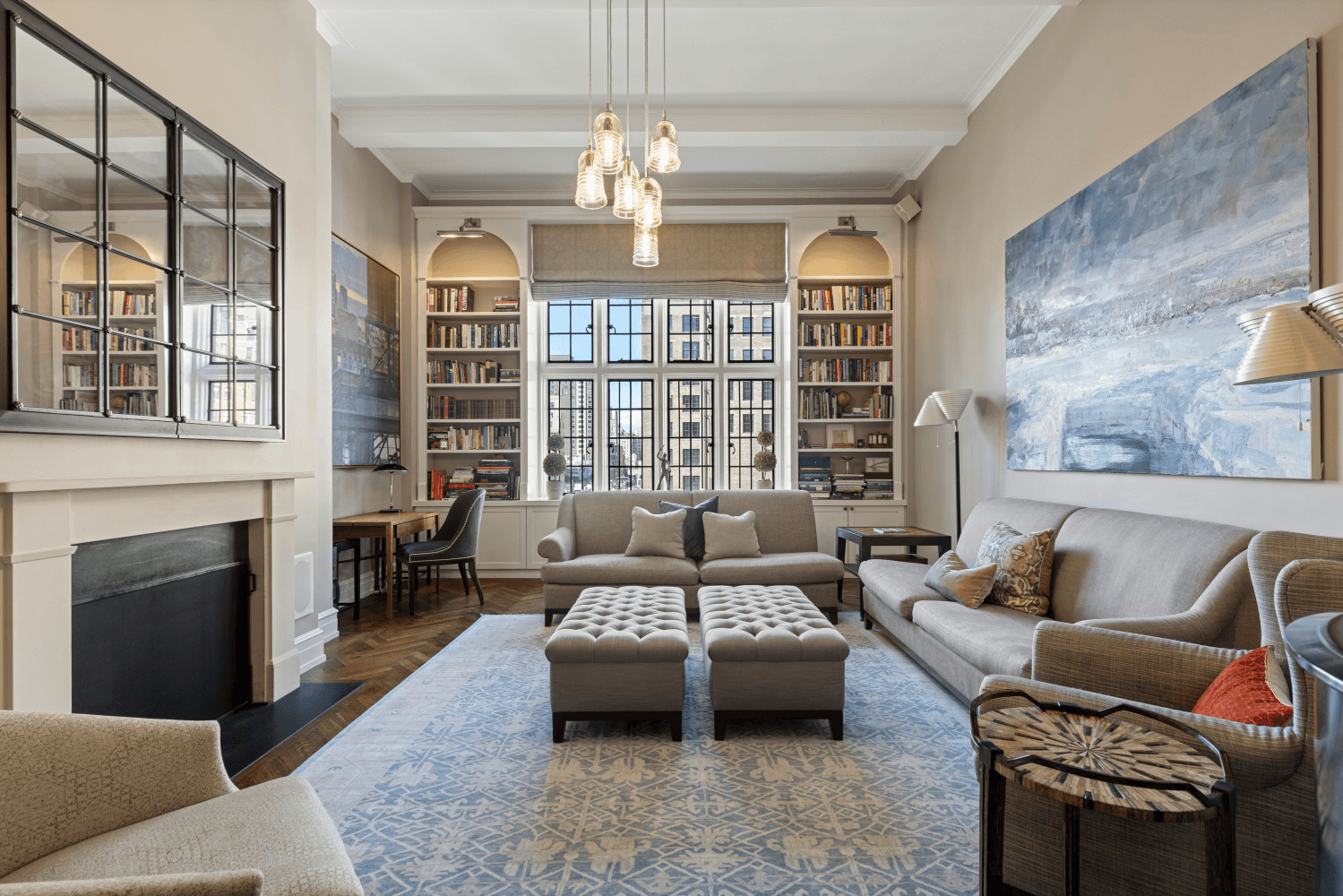 Glorious Prewar Coop 8 Room Apartment in Excellent Condition boasts Double Height 14 Ceiling Living Room with WBF, views in all four directions, and Floor to Ceiling Doors.