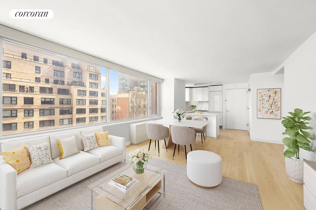 Residence 22G is a corner one bedroom at The Sheffield Condominium with an open layout and modern aesthetic.