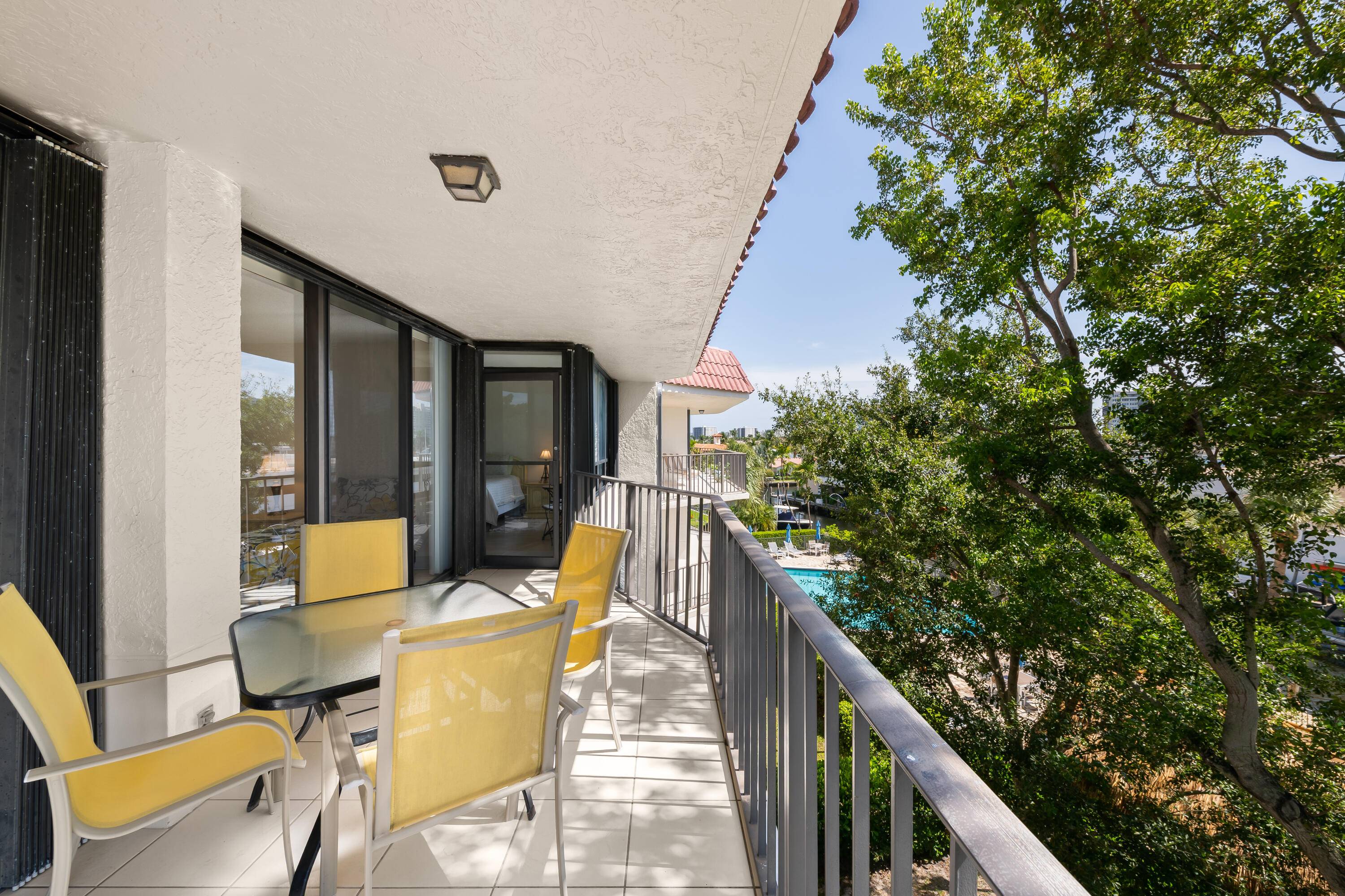 Spacious 2 Bedroom 2 Bathroom apartment with south east exposure overlooking the pool and marina, in east Boca Raton.