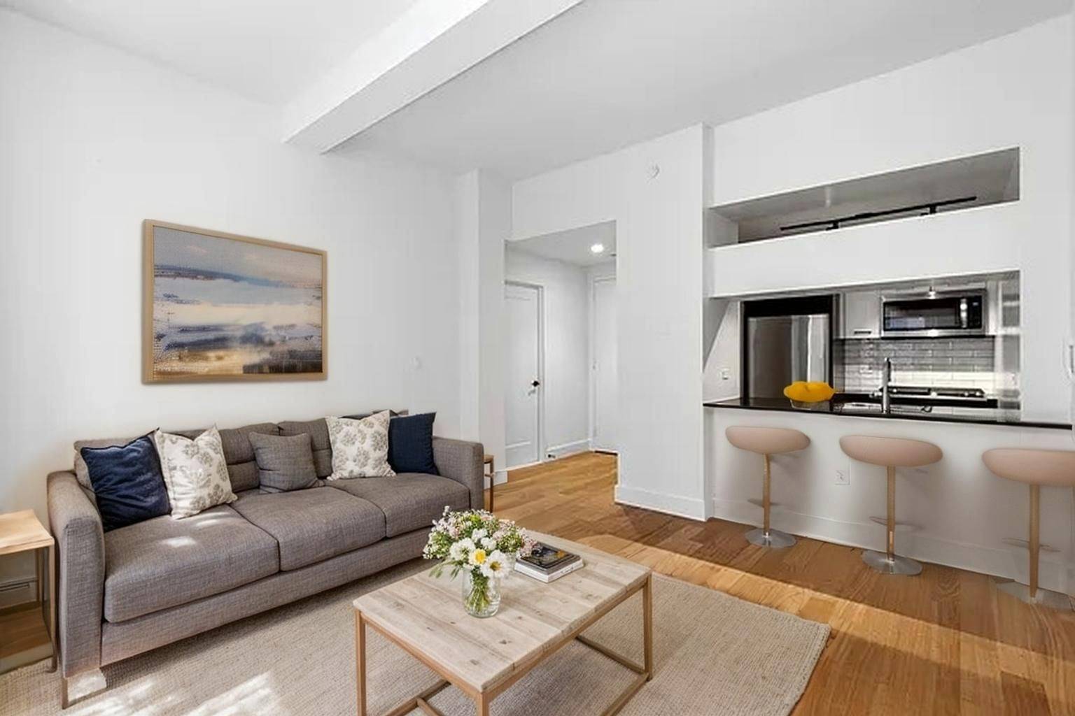 This renovated FiDi loft offers modern finishes, superb views, and exceptional light.