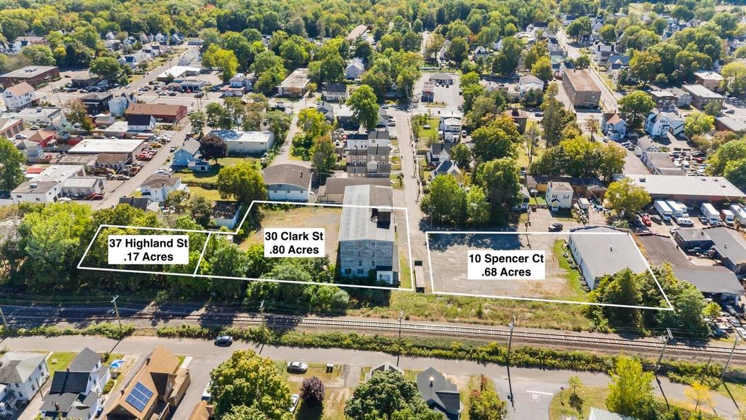 Unique opportunity to acquire three contiguous East Hartford properties at 30 Clark Street, 10 Spencer Court, and 37 Highland Street, totaling 1.