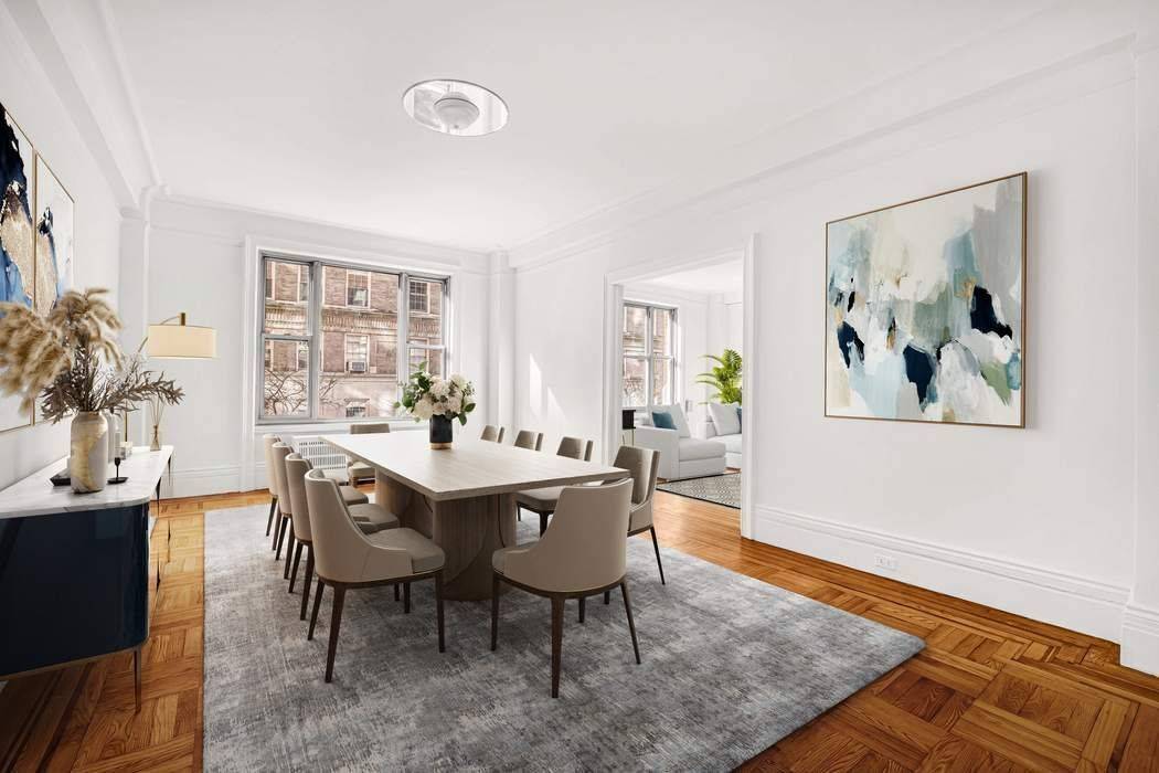 Bathed in sunlight and rich with pre war elegance, this beautifully proportioned eight into seven room residence combines gracious scale with timeless architectural detail.