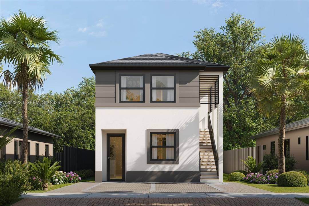 New pre construction duplex in NW Miami Dade featuring CBS construction, impact resistant windows, and modern design potential.