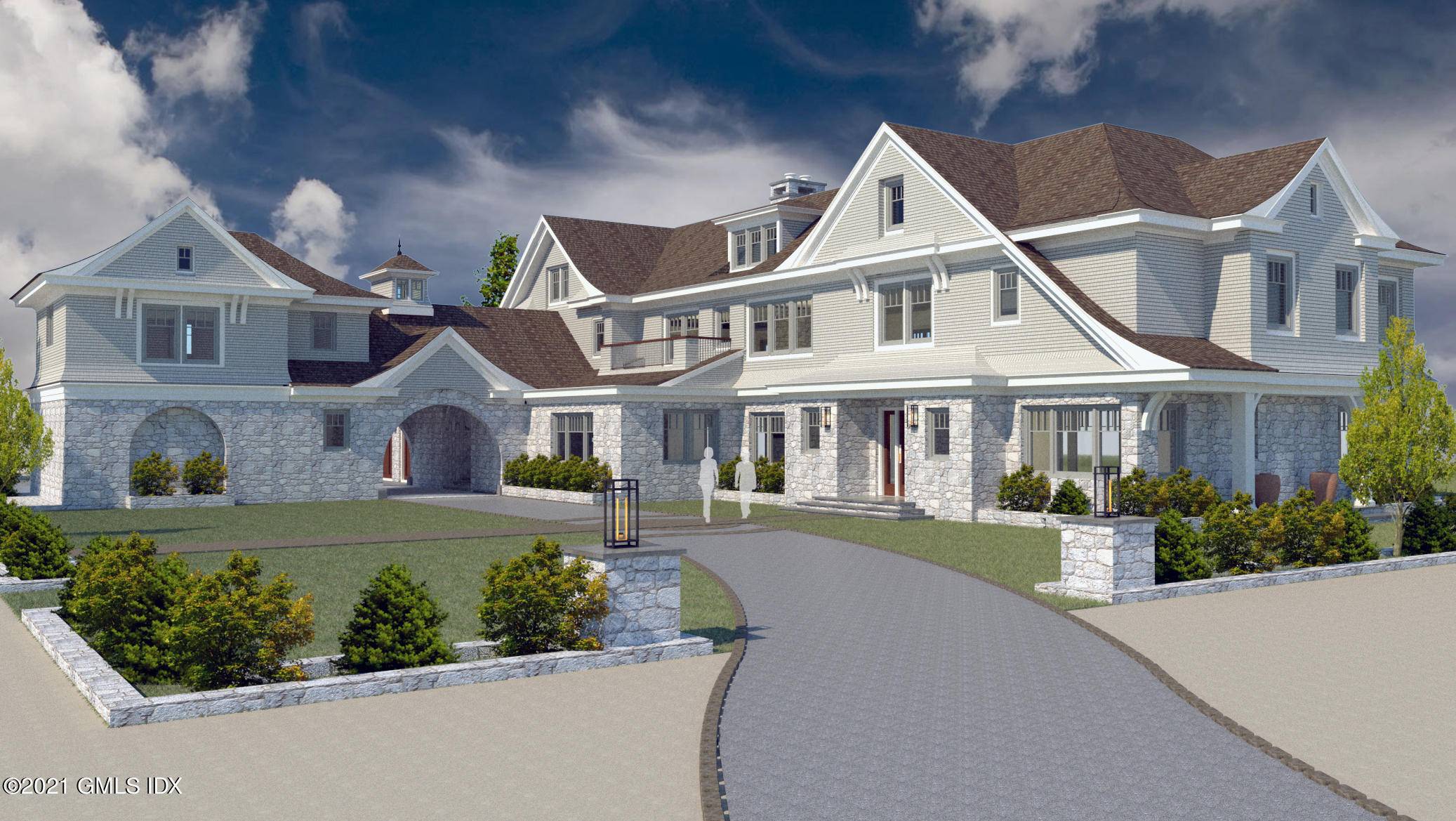 To be built Sophisticated Shingle style home by Jesika Estepanian on idyllic 3 acre waterfront lot with private dock capturing spectacular views from a promontory overlooking Indian Harbor.