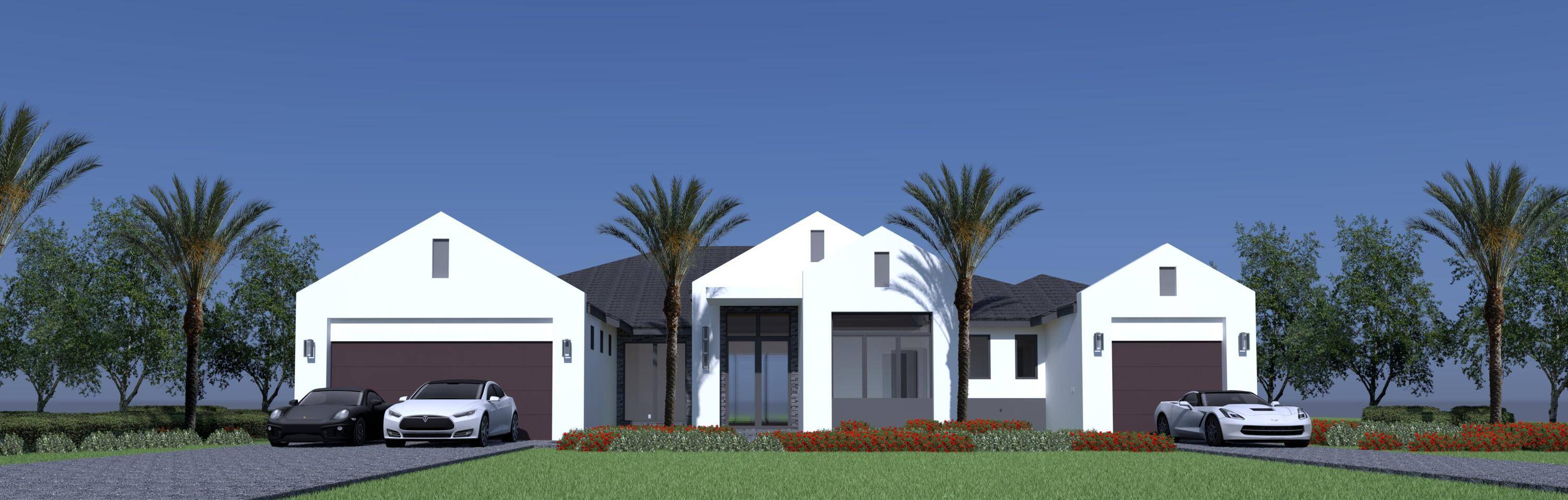 Gorgeous one story contemporary 5 BR Media Room and Study and Playroom 5 BA 1HB new construction home in the Woodfield Hunt Club.