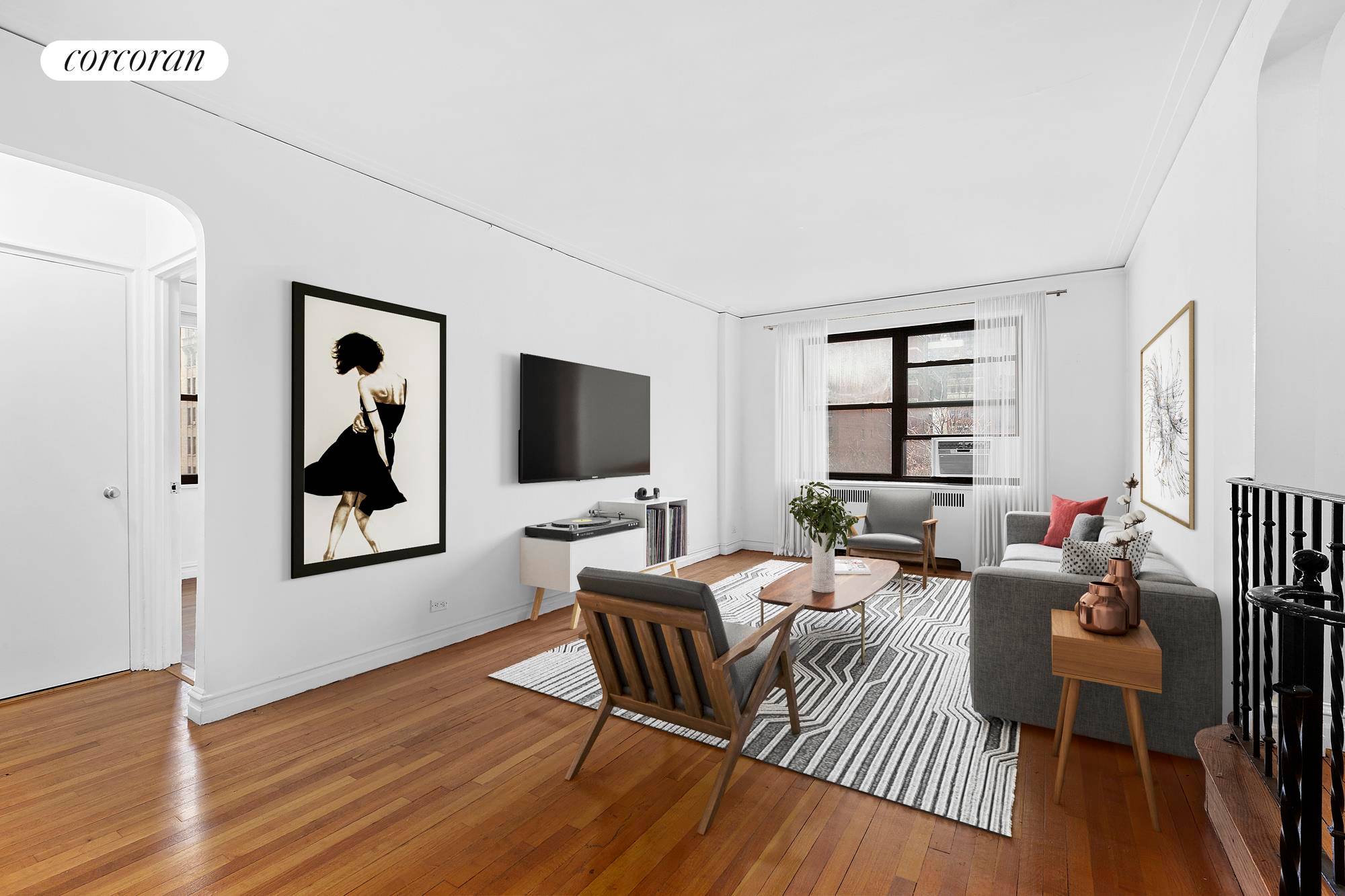 This oversized one bedroom apartment is bright with prewar details throughout.
