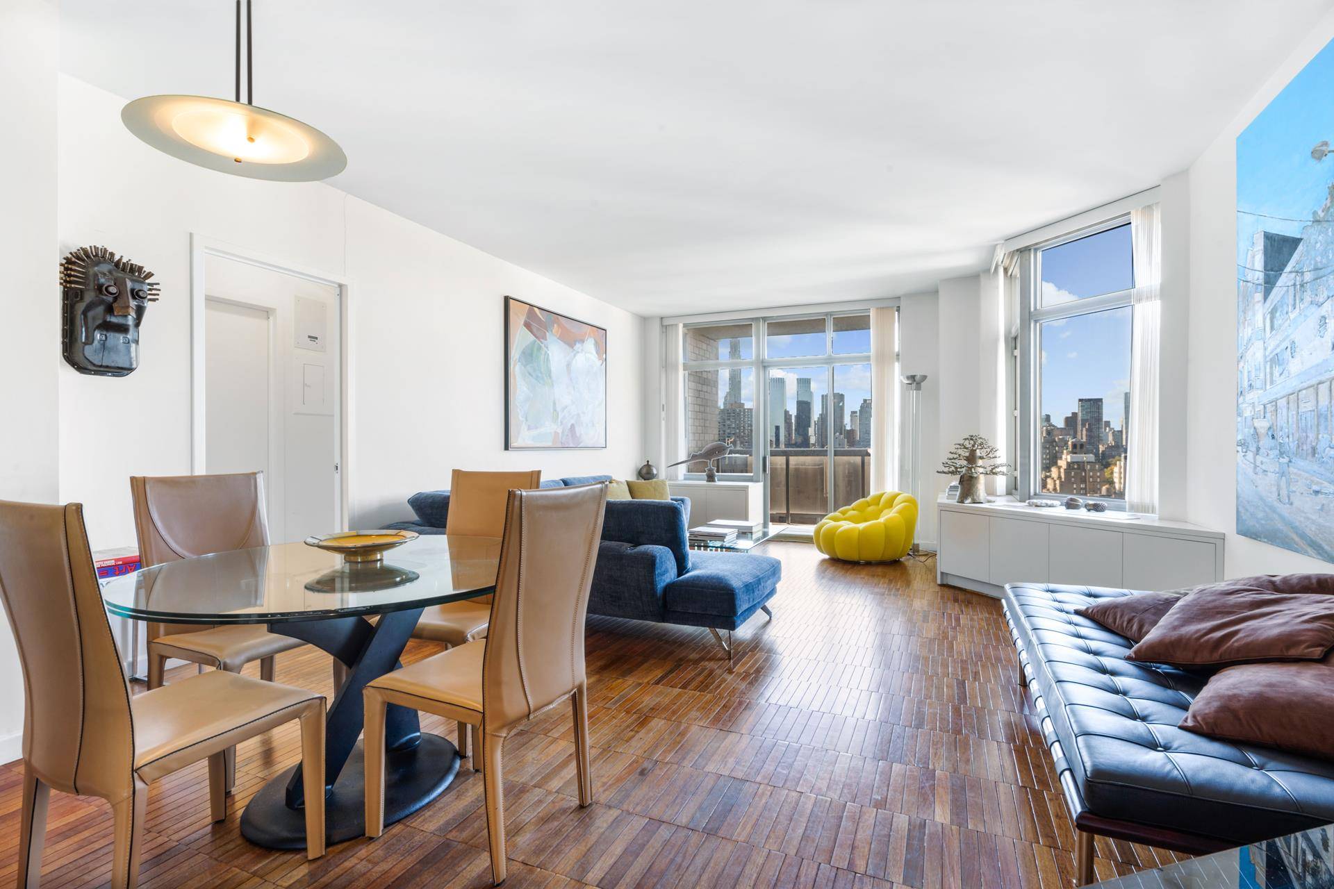 Spacious 2 Bedroom, 2. 5 Bath with 2 balconies, featuring panoramic views of the the city.