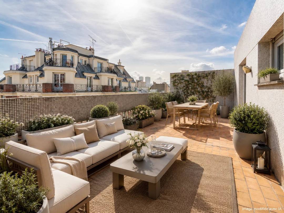 PARIS XIIIth, bordering the Vth: Family duplex on the top floor with terraces.