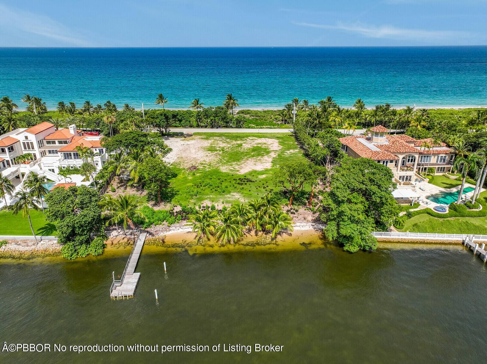 A spectacular estate site with 200 feet of lake and oceanfront land.