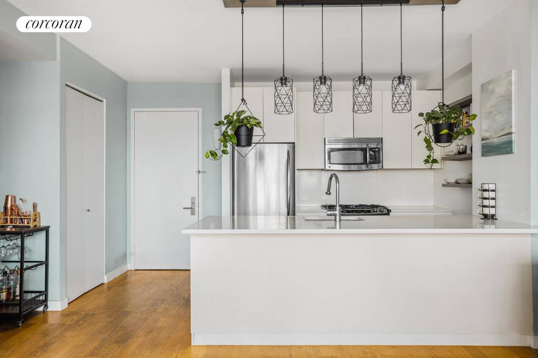 Refined Downtown Brooklyn one bedroom condo with open southern exposures and views stretching to the Verrazzano Bridge.
