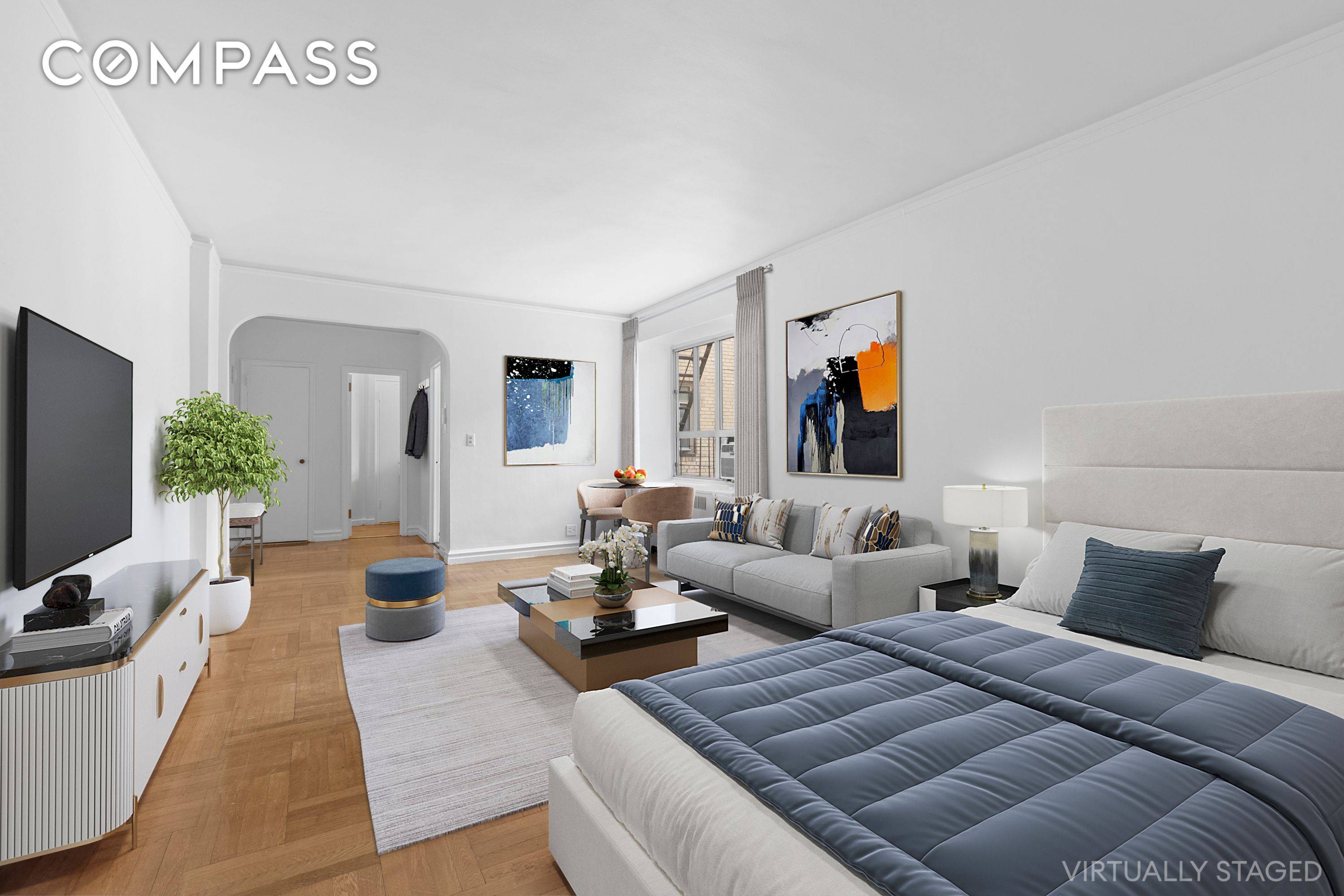 Art Deco Charm Meets Smart Studio Living Welcome to Residence 4F at 155 West 20th Street ; a bright, versatile studio in the coveted Chelsea Warren cooperative.