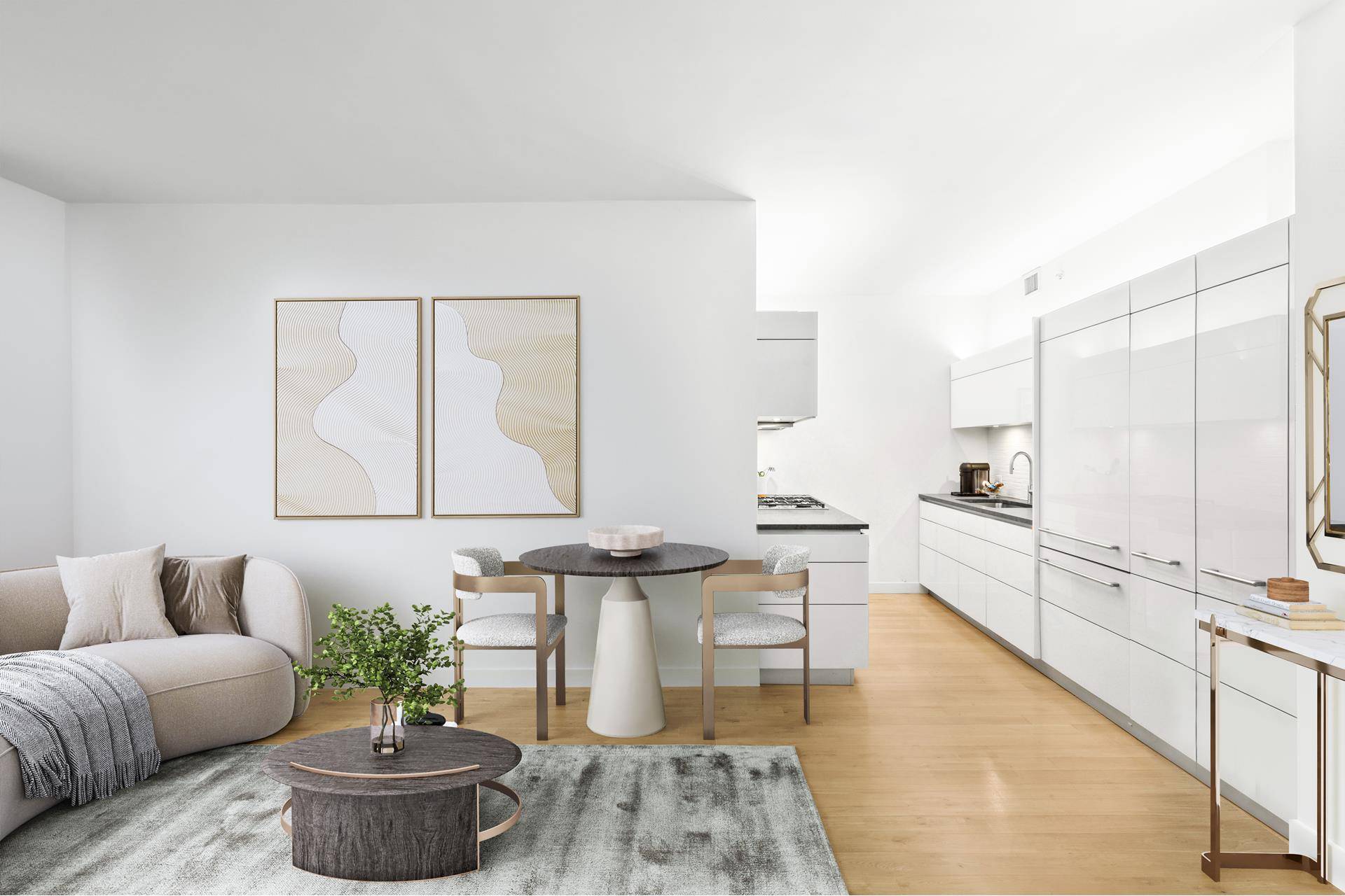 Welcome home to a luminous, design forward 1 bedroom with its own washer dryer, central air and floor to furling windows in one of NoMad's most coveted boutique buildings.