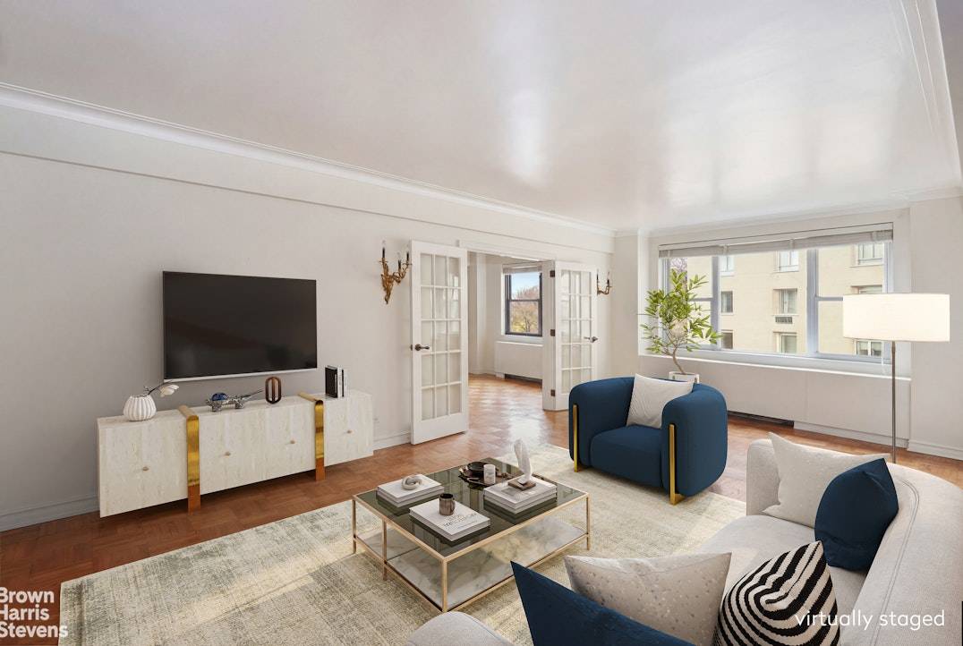 This rarely available two bedroom plus den potentially three bedroom three bathroom residence is located in one of Fifth Avenue's best managed post war cooperative buildings.
