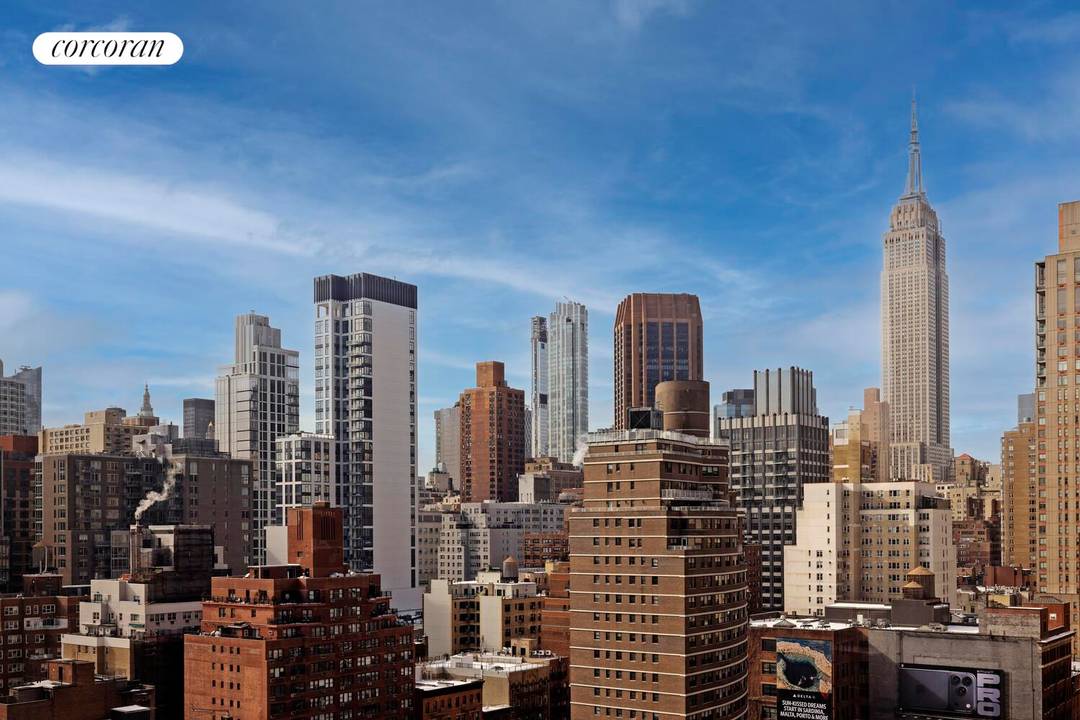 This two bedroom, two bath home has an expansive living and dining room with views of the East River, lower Manhattan and Empire State Building.