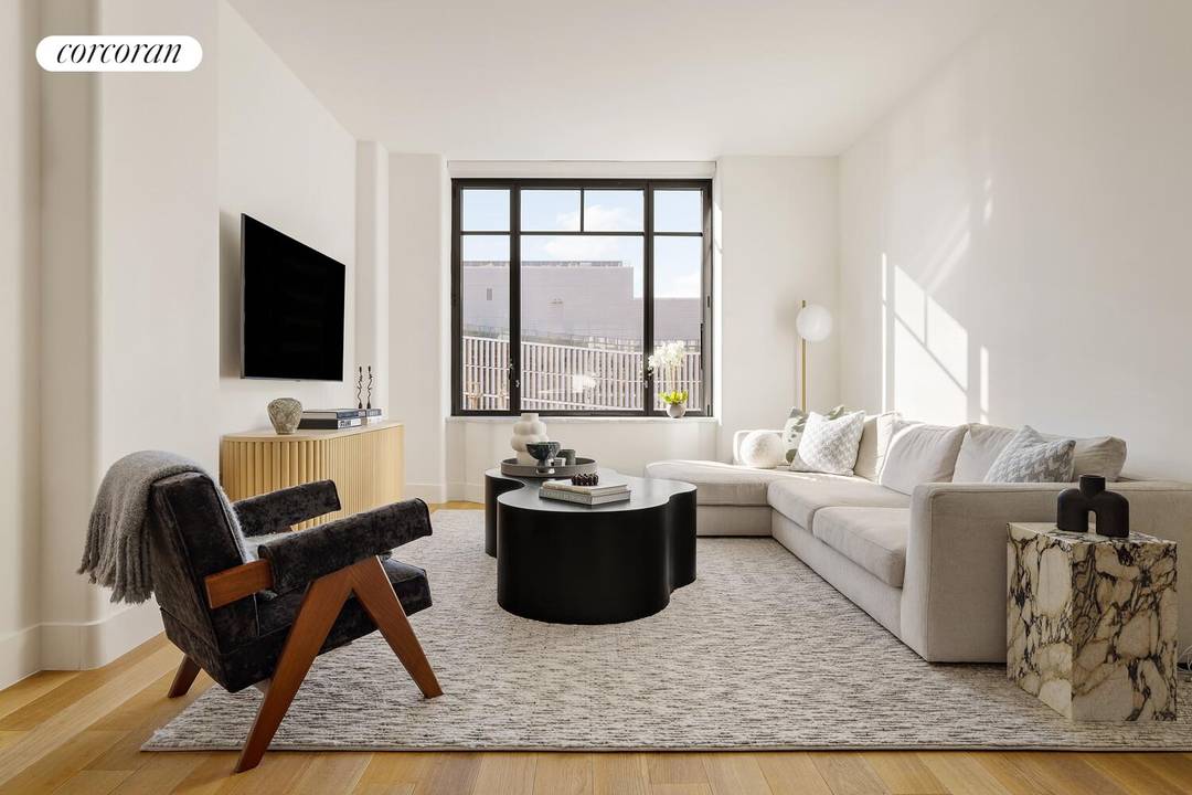 Residence 9A at Greenwich West is a beautifully proportioned two bedroom, two bathroom condominium with open western exposures overlooking Greenwich Street.