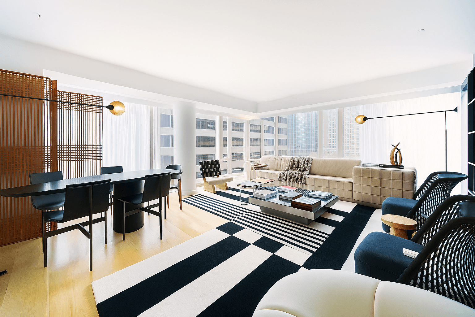 This spectacular residence on the 24th floor of 135 West 52nd Street offers unparalleled luxury and convenience.