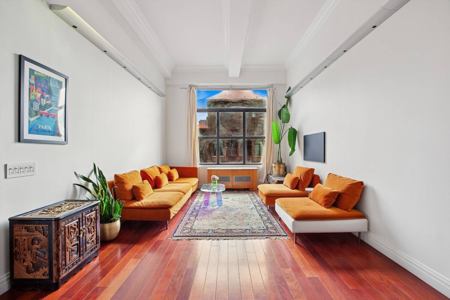 Welcome home to this completely reimagined designer residence, where soaring 13 foot beamed ceilings, custom floor to ceiling closets, Brazilian hardwood floors and an expansive living and dining area set ...