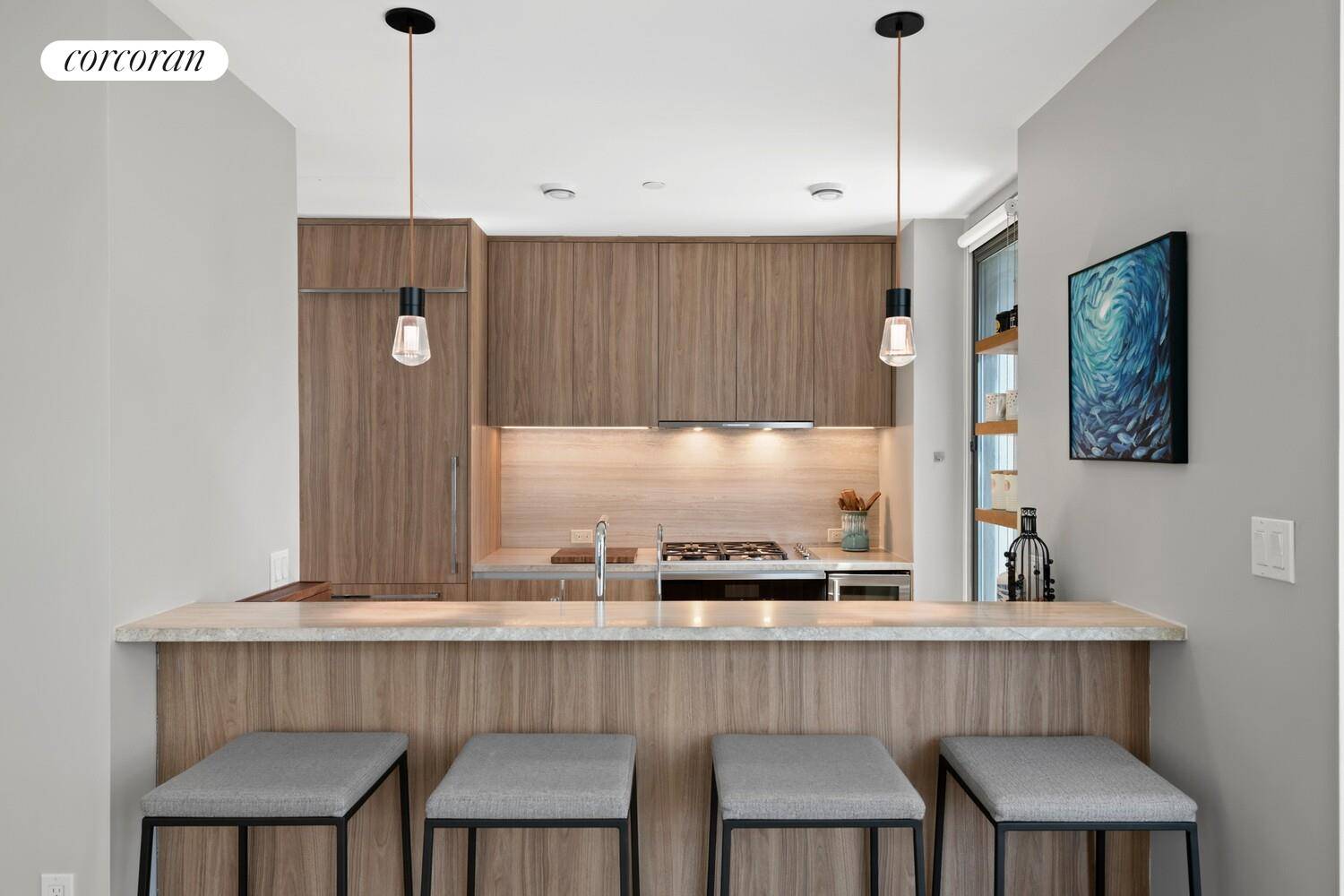 Beautifully updated, turnkey two bedroom, two bathroom corner condominium featuring sun splashed designer interiors, exceptional custom storage, and a remarkable terrace in a modern boutique condominium ideally located at the ...