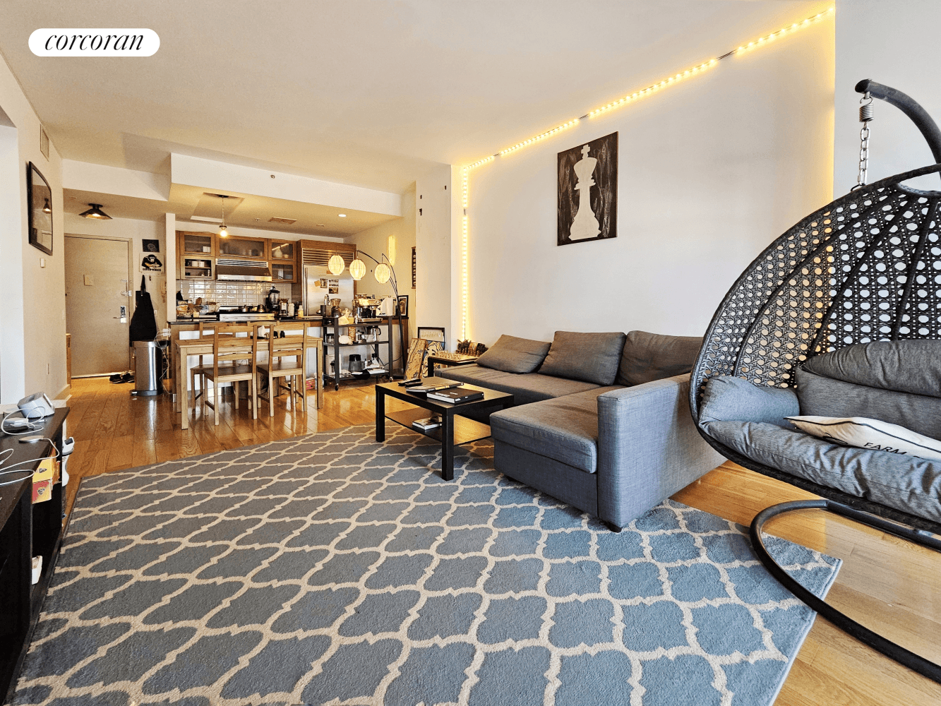 Located in the sought after AQUA Condominium in Williamsburg, this spacious and airy one bedroom home offers a chic retreat with stunning views of McCarren Park.