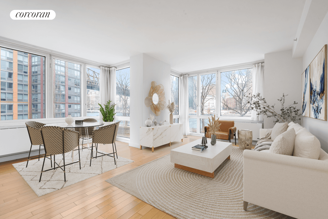 River and Bridge Views The F line is a large 2 Bedroom 2 bathroom Condo at Riverwalk Condominium with the most gorgeous views on Roosevelt Island.