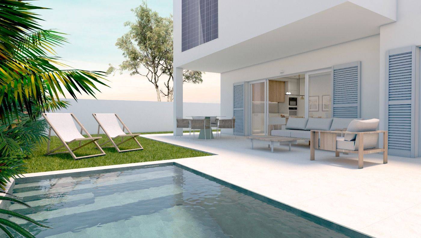 NEW BUILD RESIDENTIAL COMPLEX IN TORRE DE LA HORADADA New Build residential complex of bungalow apartments in Torre de la Horadada only 450m from the 