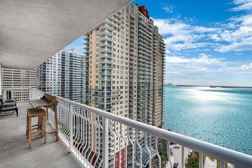 Corner unit with stunning view of Brickell Bay, intracoastal and Miami skyline.