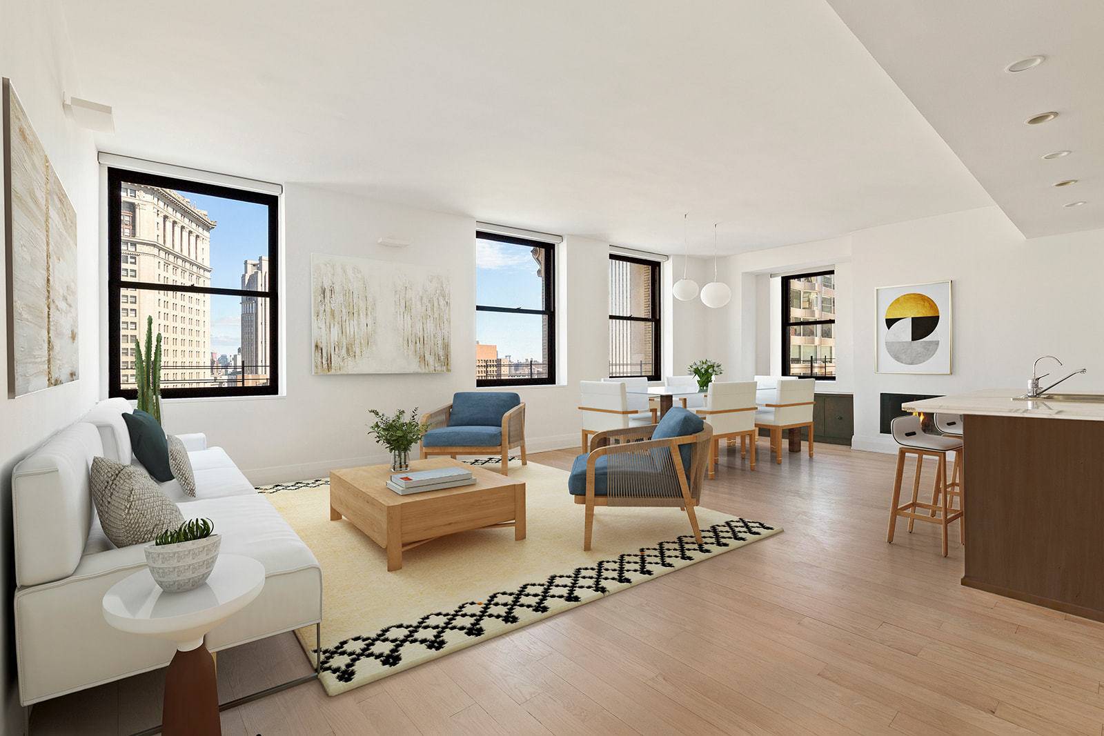 Unit 13C at 150 Nassau Street is a sunny, corner three bedroom, three bath prewar condo unit with sweeping northern views reaching all the way to the Empire State Building ...
