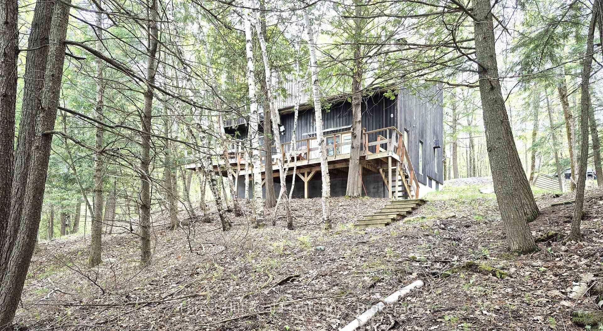 You'll love this ultra private treed Mary Lake estate sized lot, with an original four bedroom year round chalet on a full walkout basement.