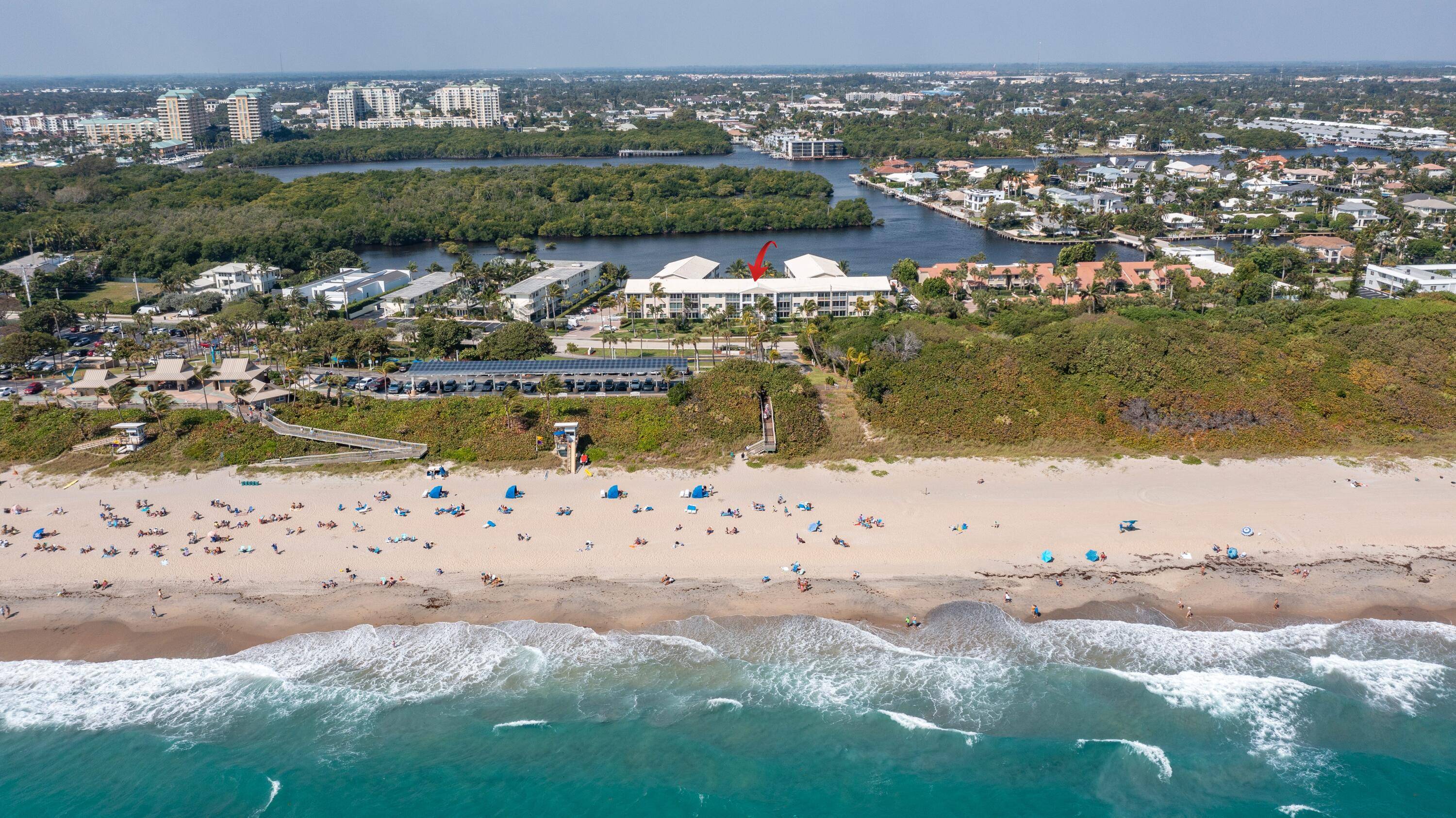 Rare 3rd Floor 2BR, 2 Bath condo with Beach Park Ocean Views to the East and Serene Lagoon and Pool Views from the west windows and entrance door.