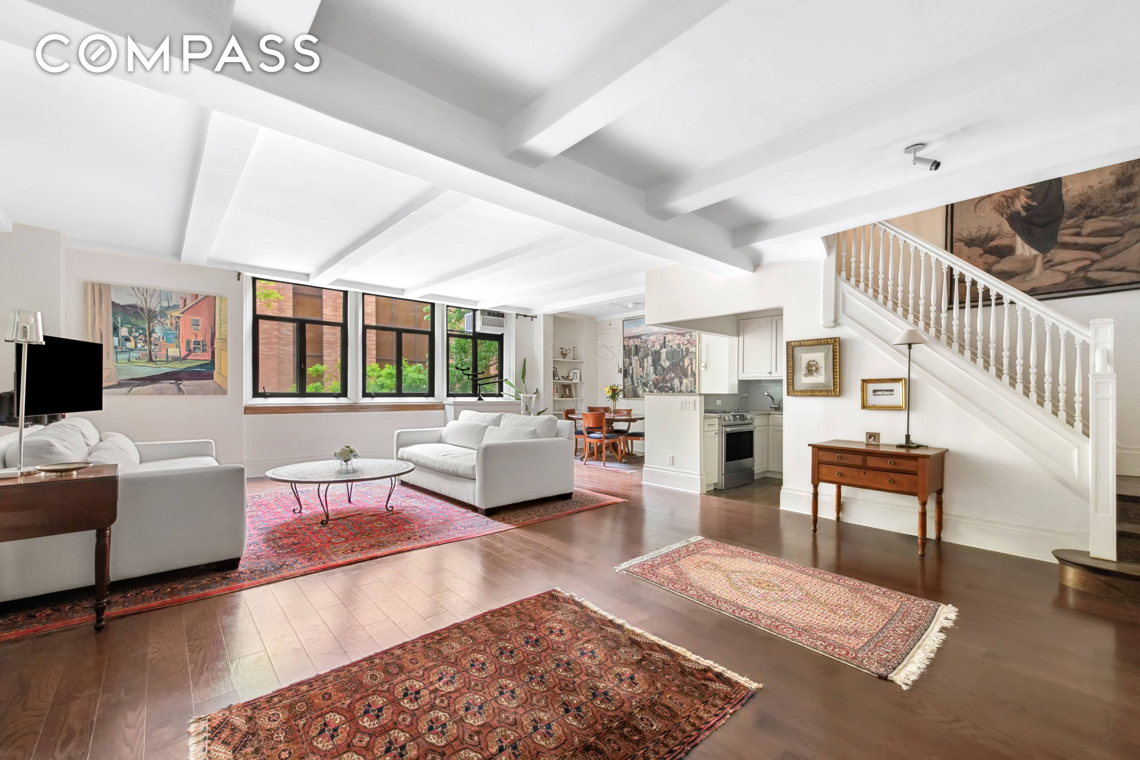 This sophisticated two bedroom duplex in the famed Hotel des Artistes is renovated to perfection while preserving its original prewar details gracious layout, beamed ceiling, hardwood floors, and original staircase, ...