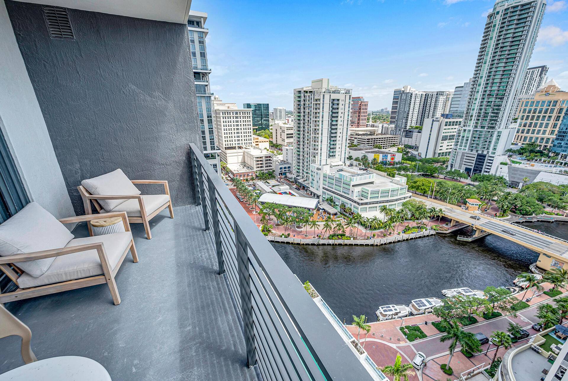 Rising above Fort Lauderdale's iconic waterfront, Harbour at New River offers panoramic water views, carefully curated interiors, and all the amenities you can imagine.