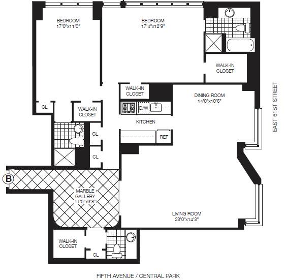 UPPER EAST SIDE / 5TH AVENUE APARTMENT FOR RENT: EXQUISITE 2  BEDROOM WITH DINING ROOM