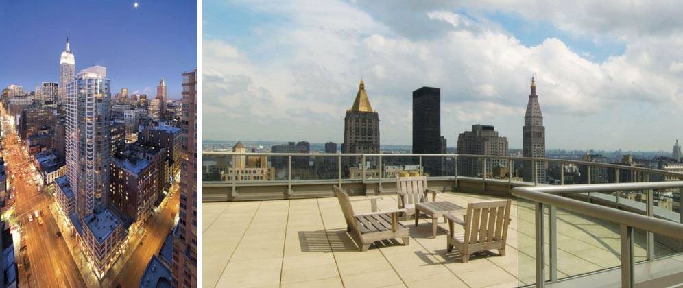 Flatiron, luxury apartment near Herald Square & Penn Station, huge windows, picturesque views, fitness center, Pilates equipment, rooftop deck